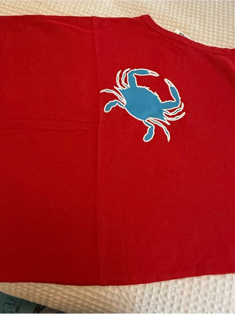 Red Women’s Blue Crab Sweatshirt Graphic Poncho NWT